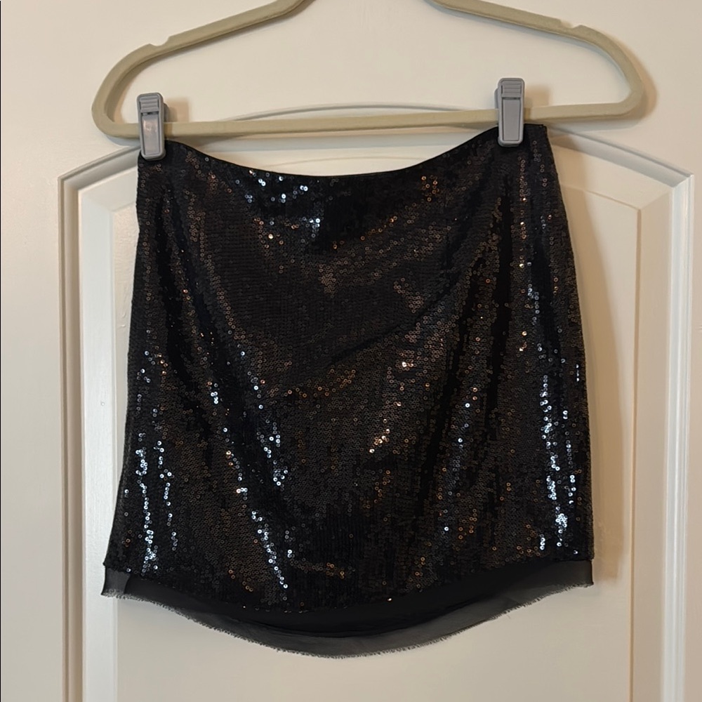 Susana Monaco Black Sequin Pencil Mini Skirt